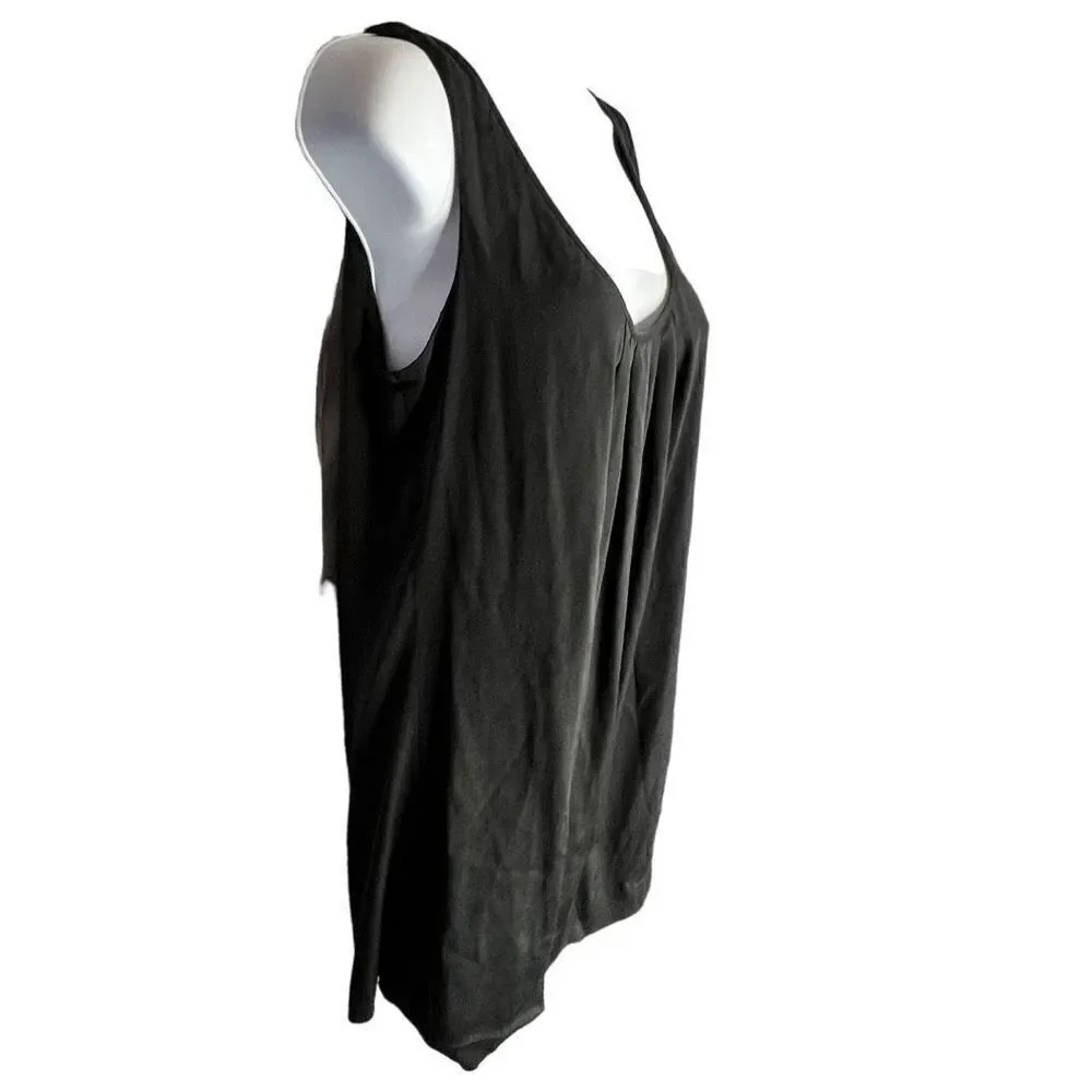 Tory Burch Top Women's 8 Black Silk Satin Sleeveless Redo Top